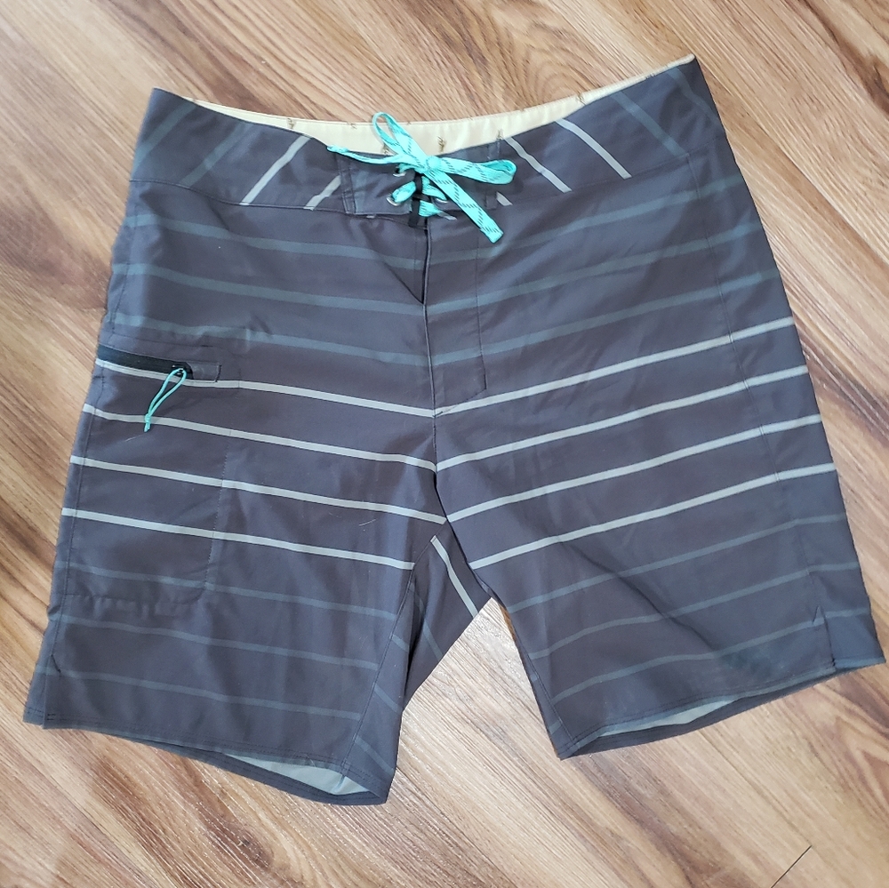 Patagonia Gray Striped Men's Swim Shorts Size 32